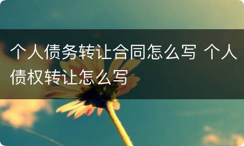 个人债务转让合同怎么写 个人债权转让怎么写