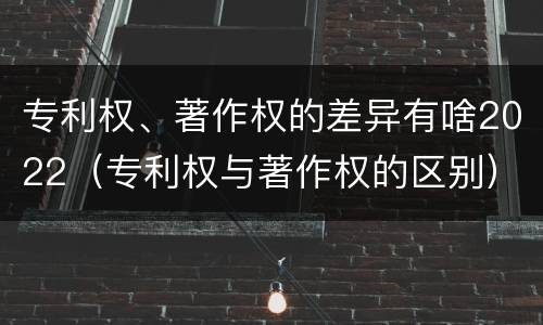 专利权、著作权的差异有啥2022（专利权与著作权的区别）