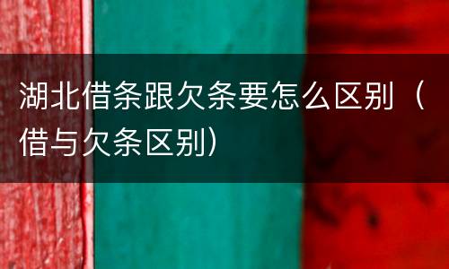湖北借条跟欠条要怎么区别（借与欠条区别）