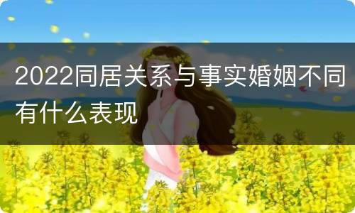 2022同居关系与事实婚姻不同有什么表现