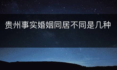 贵州事实婚姻同居不同是几种
