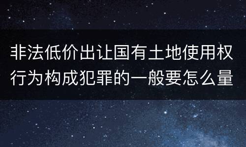 非法低价出让国有土地使用权行为构成犯罪的一般要怎么量刑