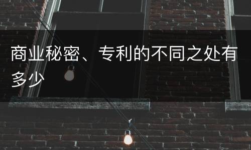 商业秘密、专利的不同之处有多少