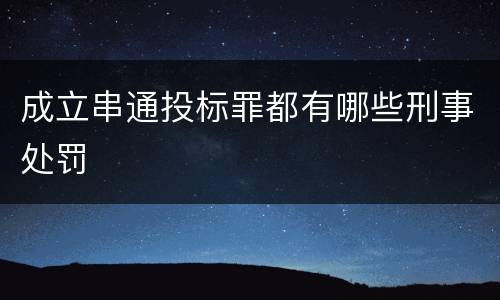 成立串通投标罪都有哪些刑事处罚