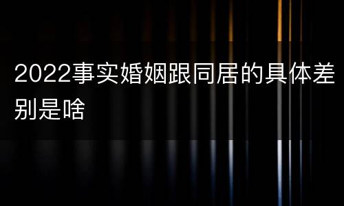 2022事实婚姻跟同居的具体差别是啥