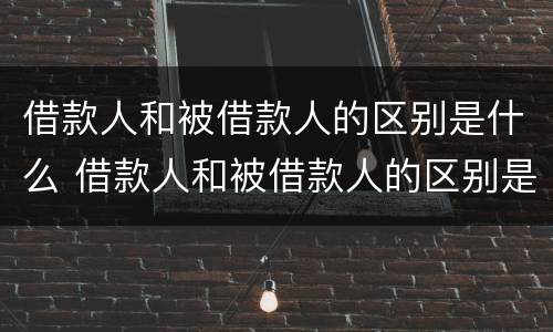 借款人和被借款人的区别是什么 借款人和被借款人的区别是什么意思