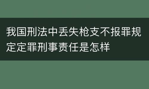 我国刑法中丢失枪支不报罪规定定罪刑事责任是怎样
