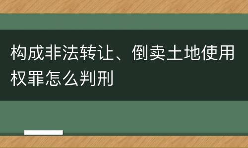 构成非法转让、倒卖土地使用权罪怎么判刑