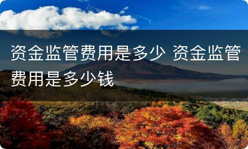 资金监管费用是多少 资金监管费用是多少钱