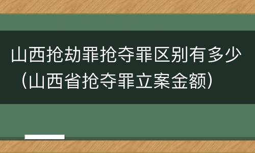 山西抢劫罪抢夺罪区别有多少（山西省抢夺罪立案金额）