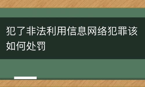 犯了非法利用信息网络犯罪该如何处罚