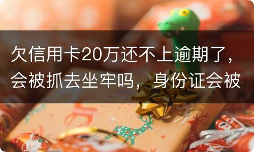欠信用卡20万还不上逾期了，会被抓去坐牢吗，身份证会被封吗