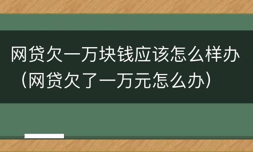 网贷欠一万块钱应该怎么样办（网贷欠了一万元怎么办）