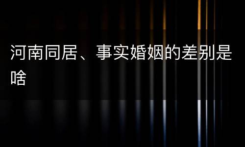 河南同居、事实婚姻的差别是啥