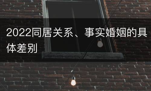 2022同居关系、事实婚姻的具体差别