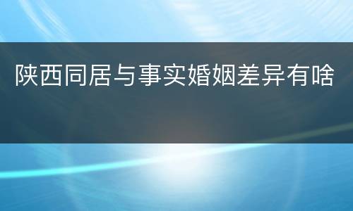 陕西同居与事实婚姻差异有啥