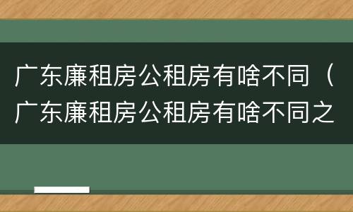广东廉租房公租房有啥不同（广东廉租房公租房有啥不同之处）