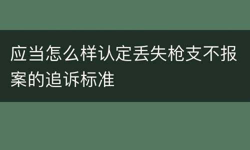 应当怎么样认定丢失枪支不报案的追诉标准
