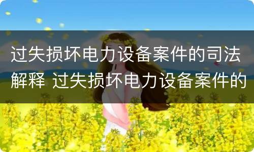 过失损坏电力设备案件的司法解释 过失损坏电力设备案件的司法解释是
