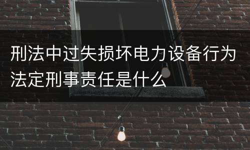 刑法中过失损坏电力设备行为法定刑事责任是什么