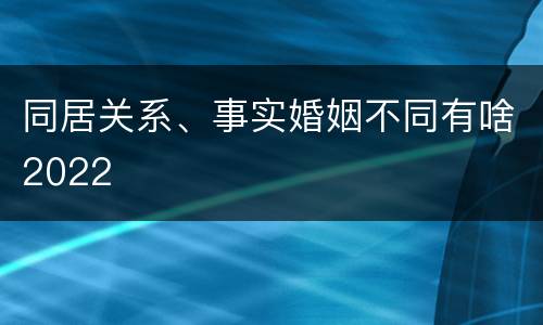 同居关系、事实婚姻不同有啥2022