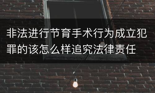 非法进行节育手术行为成立犯罪的该怎么样追究法律责任