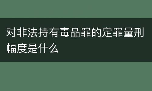 对非法持有毒品罪的定罪量刑幅度是什么