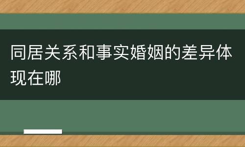 同居关系和事实婚姻的差异体现在哪