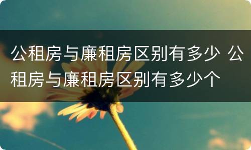 公租房与廉租房区别有多少 公租房与廉租房区别有多少个