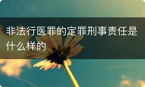 非法行医罪的定罪刑事责任是什么样的
