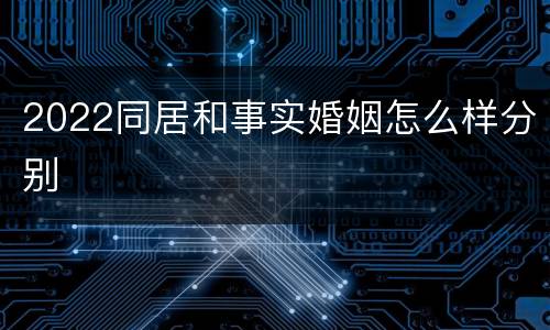 2022同居和事实婚姻怎么样分别