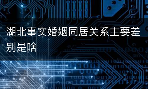 湖北事实婚姻同居关系主要差别是啥