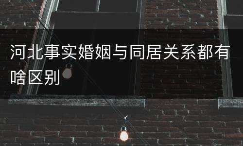 河北事实婚姻与同居关系都有啥区别