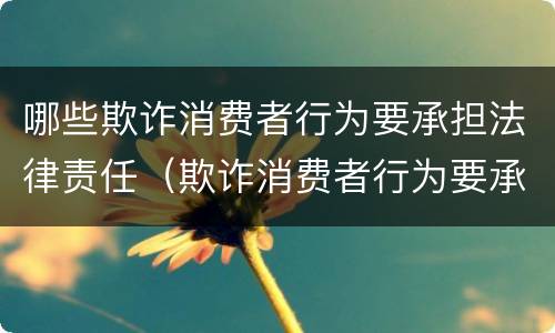 哪些欺诈消费者行为要承担法律责任（欺诈消费者行为要承担什么样的民事责任）
