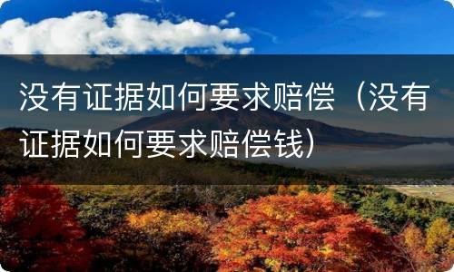 没有证据如何要求赔偿（没有证据如何要求赔偿钱）