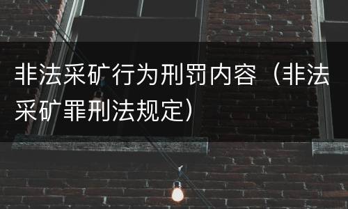 非法采矿行为刑罚内容（非法采矿罪刑法规定）