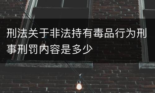 刑法关于非法持有毒品行为刑事刑罚内容是多少