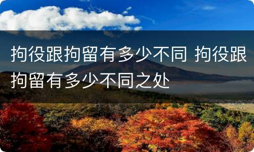 拘役跟拘留有多少不同 拘役跟拘留有多少不同之处