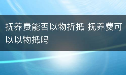抚养费能否以物折抵 抚养费可以以物抵吗