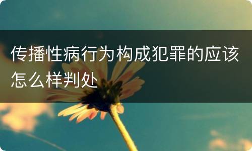 传播性病行为构成犯罪的应该怎么样判处