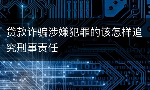 贷款诈骗涉嫌犯罪的该怎样追究刑事责任