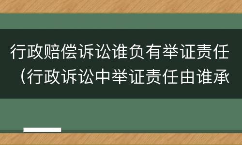 行政赔偿诉讼谁负有举证责任（行政诉讼中举证责任由谁承担）