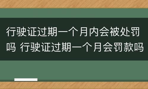 行驶证过期一个月内会被处罚吗 行驶证过期一个月会罚款吗