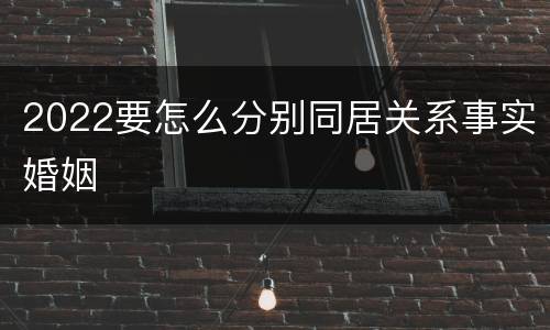2022要怎么分别同居关系事实婚姻