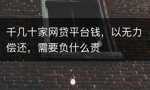 千几十家网贷平台钱，以无力偿还，需要负什么责