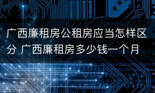 广西廉租房公租房应当怎样区分 广西廉租房多少钱一个月