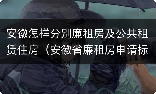安徽怎样分别廉租房及公共租赁住房（安徽省廉租房申请标准）