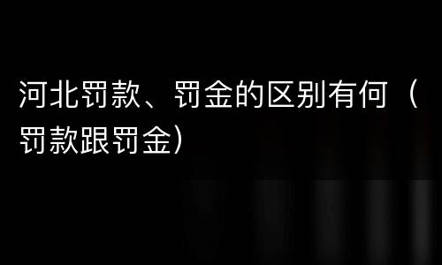 河北罚款、罚金的区别有何（罚款跟罚金）