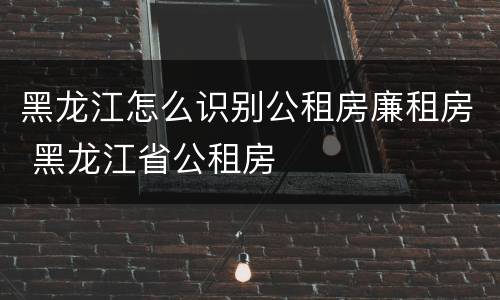 黑龙江怎么识别公租房廉租房 黑龙江省公租房