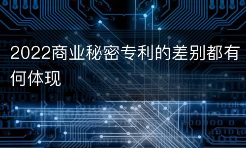 2022商业秘密专利的差别都有何体现